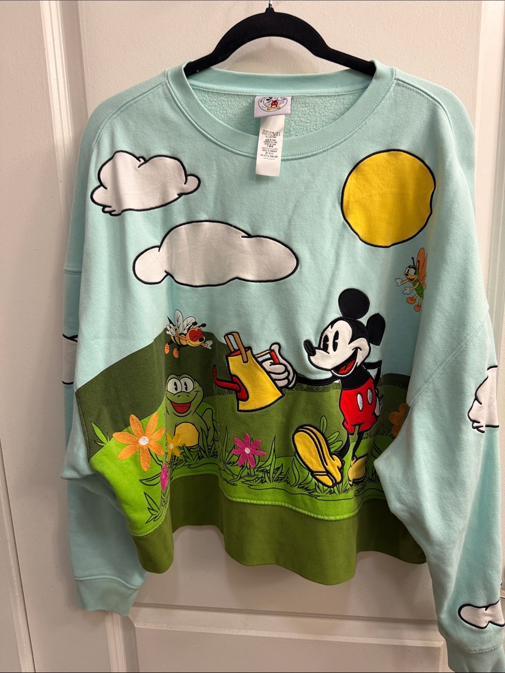 Disney Mickey Mouse Garden Sweatshirt - Light Blue with Green and Yellow Accents